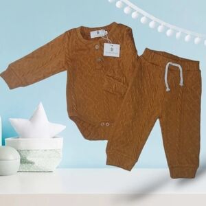 Brown Cable Knit Baby Outfit